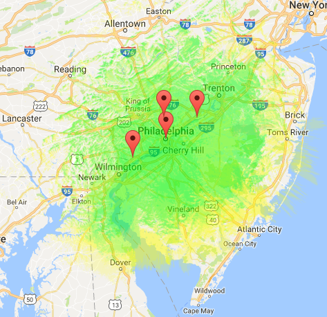 Delaware Valley Two Way Radio Coverage Map